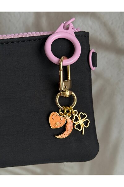 WhimsyWhite Lucky Clover, Planet Detailed Heart and Crescent Figured Gold Key...