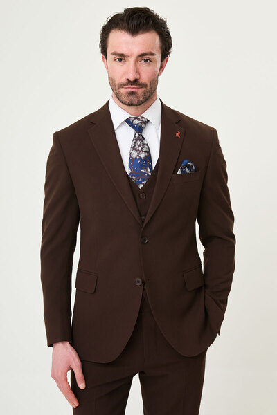 Mcr Duz Slim Fit Classic Men's Suit Light Brown - 40772.21Y