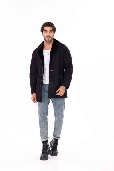 Metins Leather Erkek İçi Kürklü Hakiki Deri Kaban 1046Nuplin