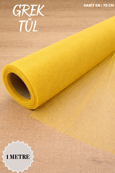 Mortex Sarı İran Grek Tül Boy 1 Metre En 70 Cm - Nişan, Kına, Düğün, Bohça Ka...