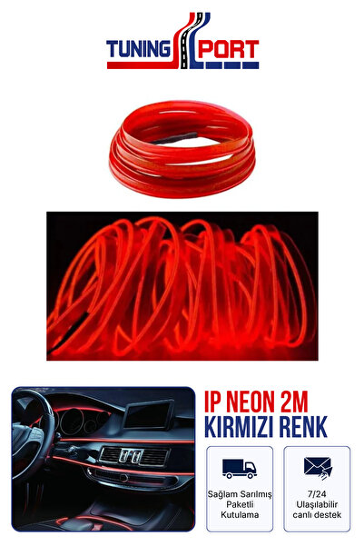 TuningPort 2 Metre Kırmızı Neon İp Led Araç İçi Ortam Aydınlatma