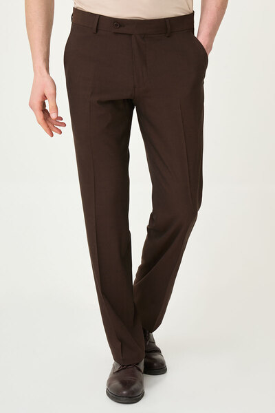 Mcr Straight Slim Fit Classic Men's Trousers Brown - 38346.26Y