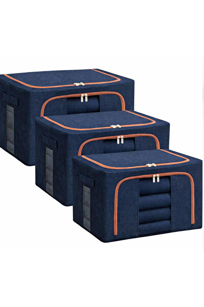 BASE Set de 3 coșuri pliabile pentru depozitarea hainelor, pentru organizarea...