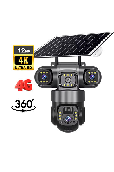 OEM Camera de supraveghere tripla, panou solar, SIM 4G,12MP Ultra HD 4k, 8000...