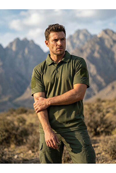 LIGHTINGHM Tactical Military Khaki Casual Sports Summer Short Sleeve T-Shirt ...