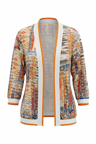 On Fashion Γυναικεία έθνικ ριμπ πολύχρωμη κοντή ζακέτα - Πορτοκαλί