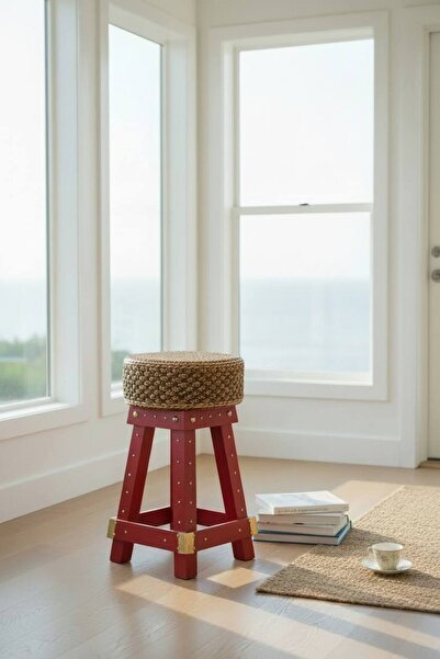 MAZPRO Traditional Wooden Round Stool