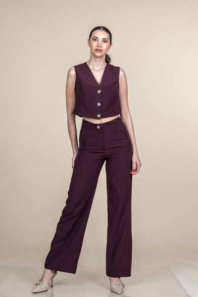 MissVina Set pantaloni din material textil pentru femei – Set elegant din dou...