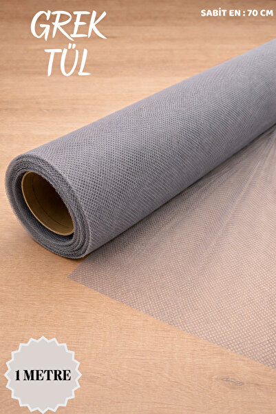 Mortex Gri İran Grek Tül Boy 1 Metre En 70 Cm - Nişan, Kına, Düğün, Bohça, Ka...
