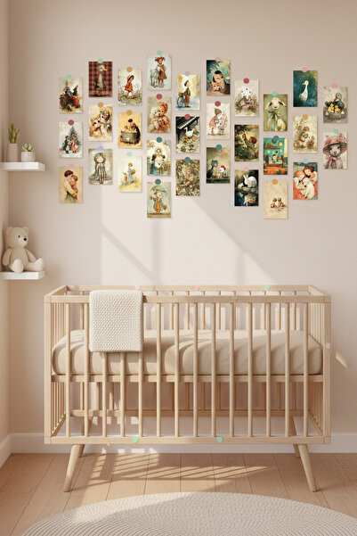 tifopix Modern Estetik Poster Seti Vintage Baby 30 Parça Çerçevesiz - Kalın K...