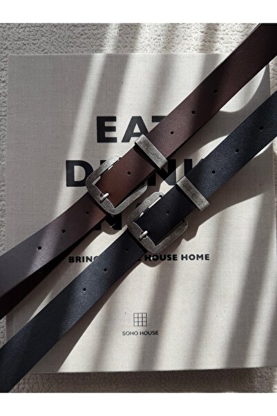 coaksco Set de 2 catarame pătrate antice negre pentru femei, maro amar și negru