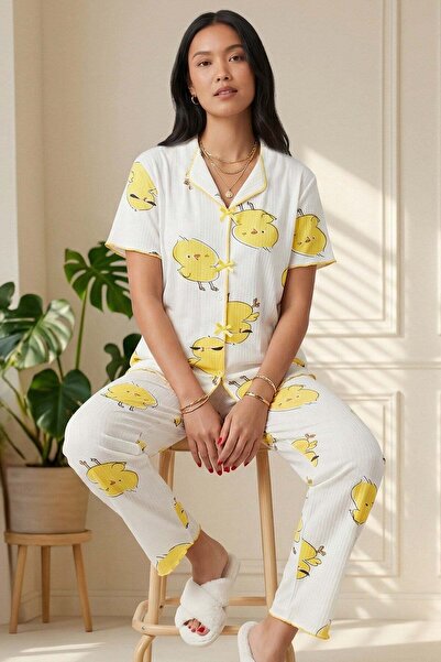 Niket Life Women's Chick Patterned Ribbed V-Neck Short Sleeve Under-Long Cami...