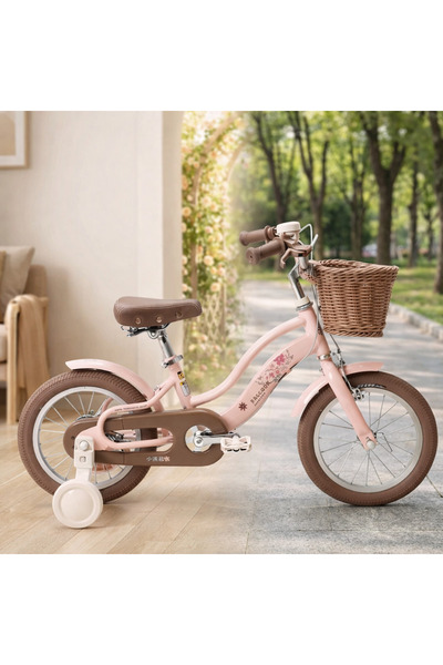 raccoon Raccoon Vintage Style Kids Bicycle with Training Wheels and Front Bas...