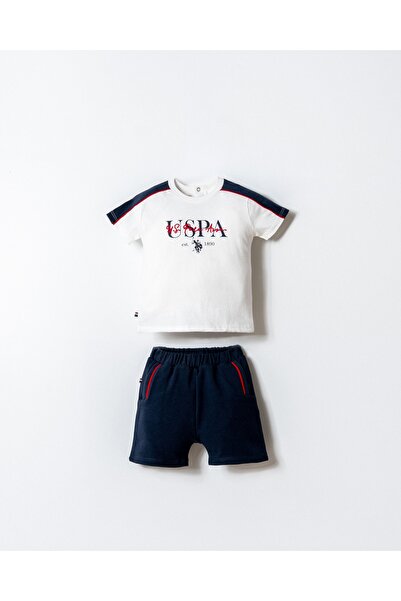 U.S. Polo Assn. U.S.Polo Assn Usb2905 White Baby Boy 2-Piece Set