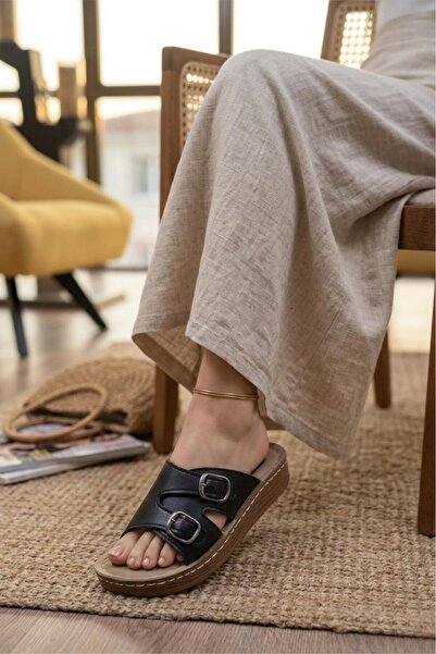 Oksit شبشب نسائي من Trd 101 ذو إبزيم مزدوج ونعل سميك - صندل صيفي مريح للاستخد...