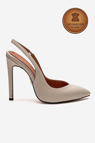 Ayakkabı Ateşi Γνήσιο δέρμα μπεζ δερμάτινο με μυτερή μύτη και αμβλεία σόλα στ...