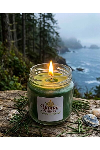 YümanınYumağı Deniz Ormanı Kokulu %100 Soya Wax 100cc Kapaklı Cam Kavanoz Mum