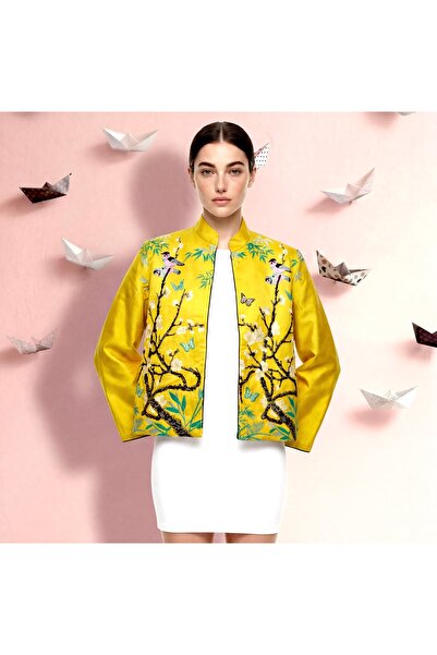 FAAYRA fashionhouse ceket sarı renk saten özel tasarım