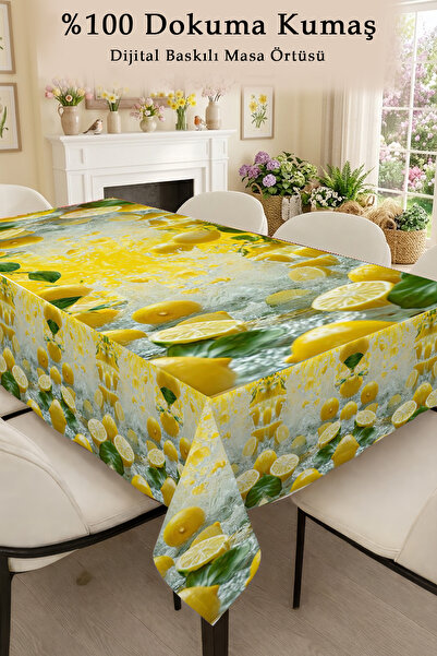 MonoHome Stolnjak voće 5D digitalni dizajn - bezbrižna tkanina limun