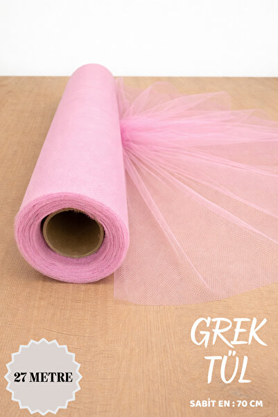 Mortex Pembe İran Grek Tül Boy 27 Metre En 70 Cm - Nişan, Kına Düğün Bohça Ka...