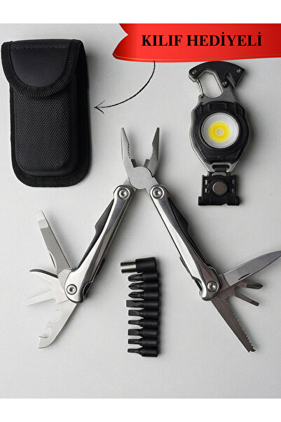 Blissra Şarjlı Kamp Feneri LED Anahtarlık USB Çakmaklı Çok Amaçlı Kamp Seti M...