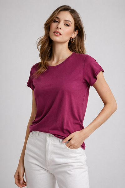 Rich Women's Cherry Rotten Viscose Short Sleeve Crew Neck T-Shirt