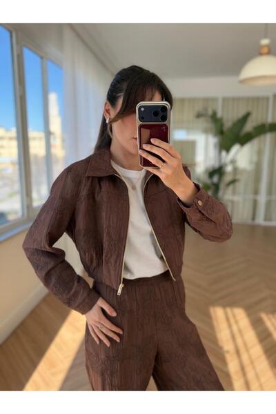 İNVİSUS Embroidery Detailed Zippered Jacket and Pants Set