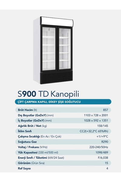 Şenocak S900 TD Çift Kapı Çarpma Kapı Dikey Şişe Soğutucu Meşrubat Dolabı