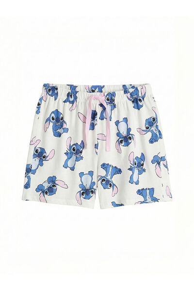LC Waikiki New Season Ecru Lilo & Stitch Printed Women's Shorts Pajama Bottom...