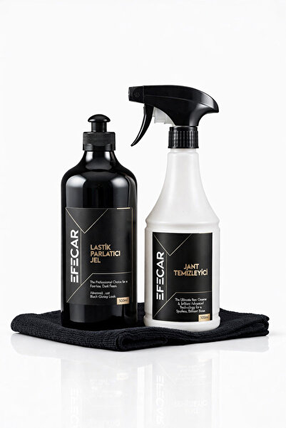 EFECAR Lastik Parlatıcı Jel + Jant Temizleyici 500 ml 2’li Set – Profesyonel ...