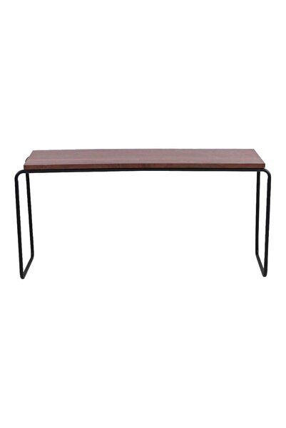 Homelux Masă consolă, 105x30x50 cm, Cadru metalic + Blat din furnir de nuc