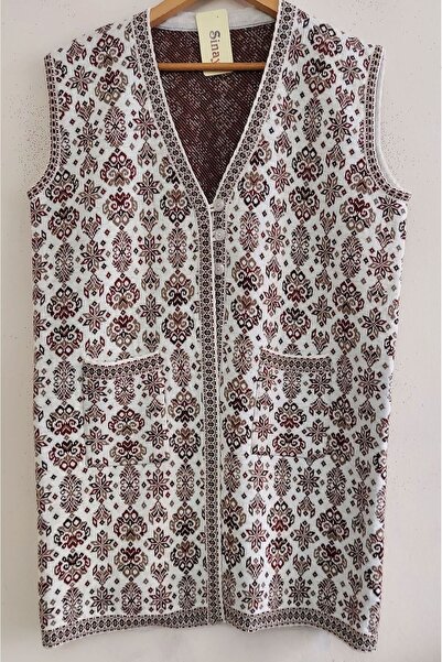 SİNAY TRİKO Women's Plus Size Wide Fit Black Color Kilim Pattern Front Button...