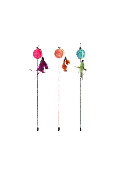 Flamingo CAT TOY FISHING ROD WITH BALL AND BELL 42CM