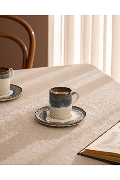 Madame Coco Maure 6 Kişilik 12 Parça Kahve Fincan Seti - Mavi - 90 ml