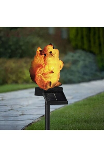OEM Lampă solară cu suport – Figurină veveriță, Lumină albă caldă