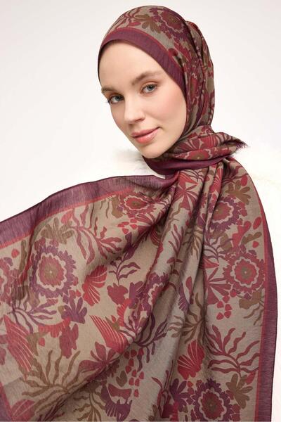 Silk Home Viscose Blend Mayda Shawl Cherry Rot-Anthracite Patterned Tok Duruş...