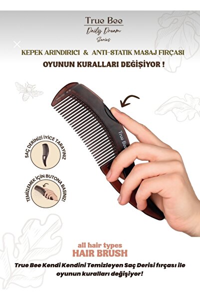 ROWENAROSE Kepek Kaldırma & Anti-Statik Masaj Firçası | Kendi Kendini Temizle...