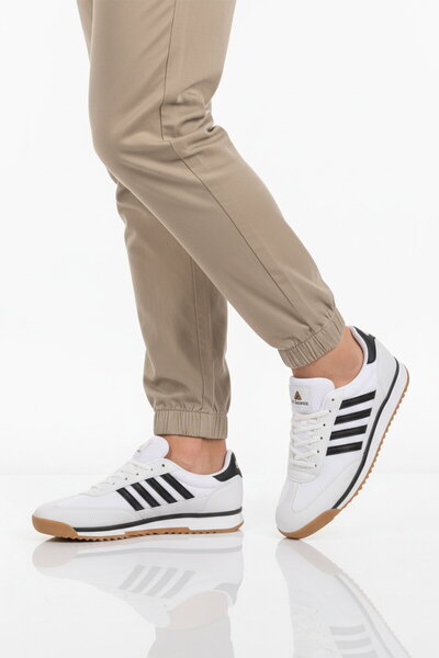 AYAKMOD White Black Lace-Up Non-Slip Men's Sports Shoes 2377 m