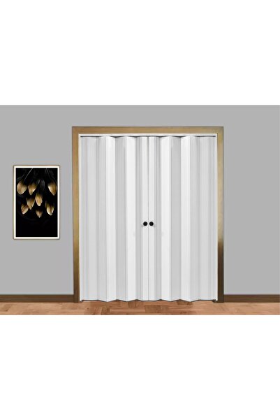FARAN DEKORASYON 217 X 215 Beyaz Renk Camsız Çift Açılım Pvc Akordiyon Kapı