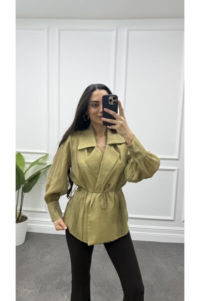 CurcunaShop Women's Padded Shoulder Tie-Up Shirt