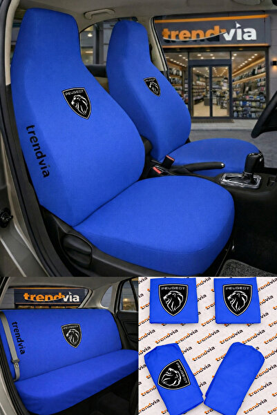 trivexa Peugeot (New) Logo Auto Seat Cover Front Rear Set – Combed Cotton Uni...