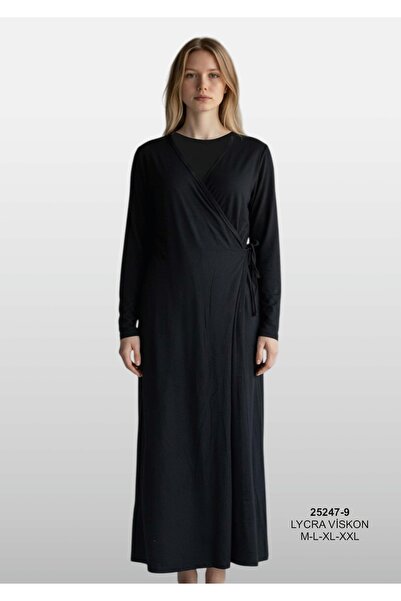 Estiva Women's Plain Viscose Flexible Lycra Long Sleeve Tie-Up Prayer Dress B...