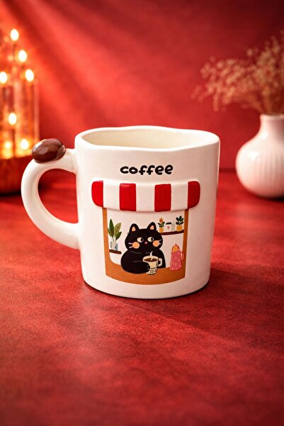 YzHome Acar Porcelain Luxury Large Size Coffee Decor Cat Cup Mug 400ml