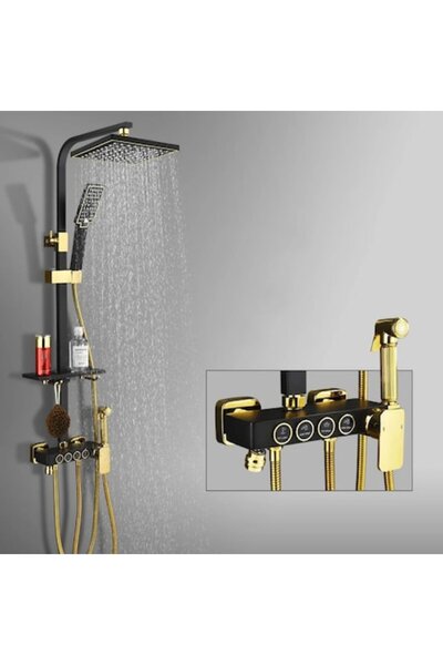 UNİBOX Coloana de Dus Premium din Alama, 4 Functii, Para cu Efect Ploaie, Mon...