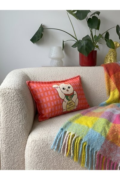 RahanDesign Double-Sided Digital Print Suede Cushion Cover with Cat Figure - 30X50Cm - Cat Pattern Cushion Cover