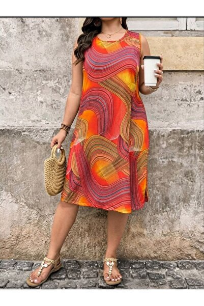 charango Round Neck Sleeveless Wide Cut Ethnic Dress