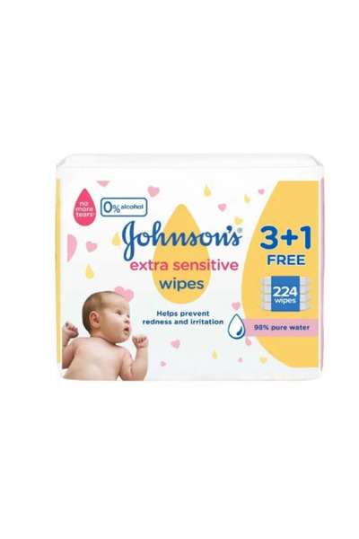 Johnson's مناديل مبللة فائقة الحساسية 3+1