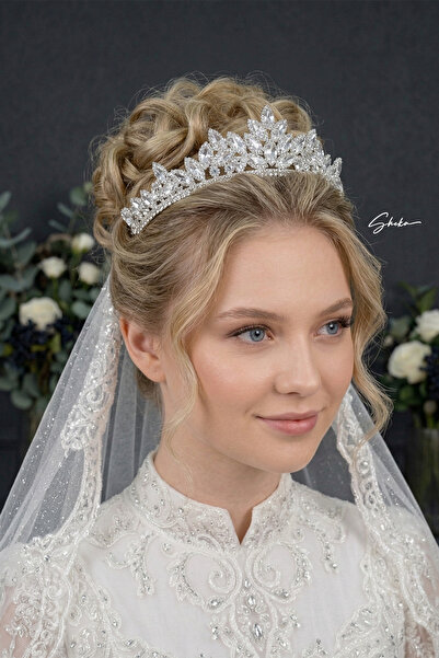 SHEKA Kristal Prenses Tacı, Gelin Tacı, Düğün Tacı, Kristal Taşlı, Gelin Akse...