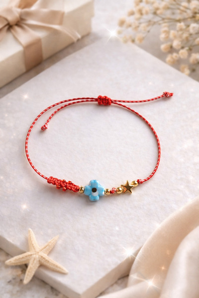 TUTU DESİGN Adjustable red cord bracelet – handmade lucky bracelet