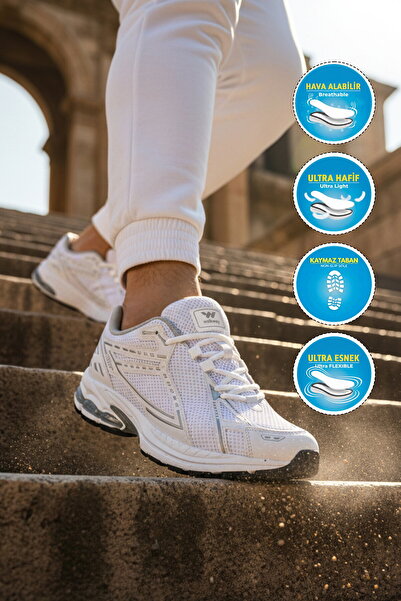 WALKWAY حذاء رياضي رجالي شبكي أبيض خفيف الوزن وقابل للتنفس 1505 Ruth M
